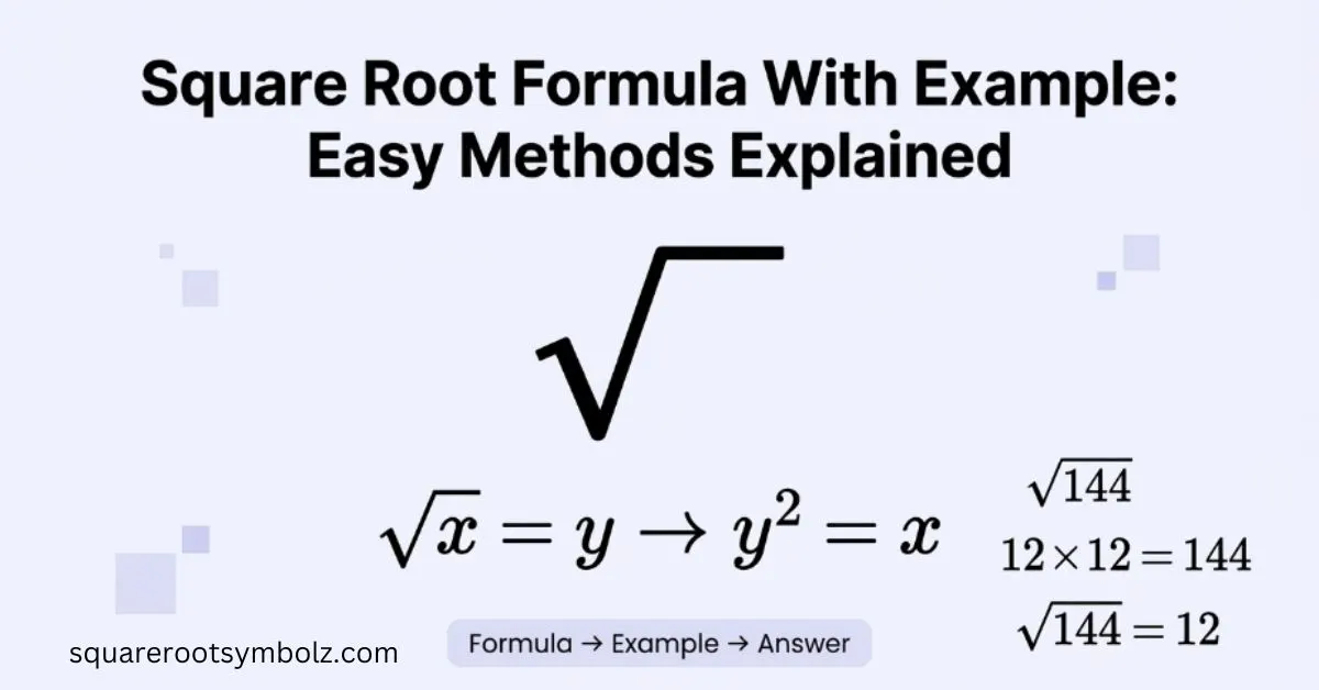 Square Root Formula With Example