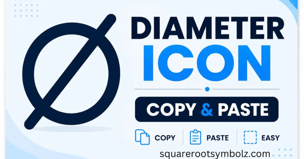 A symbol and a text written diameter icon appearing in the pic