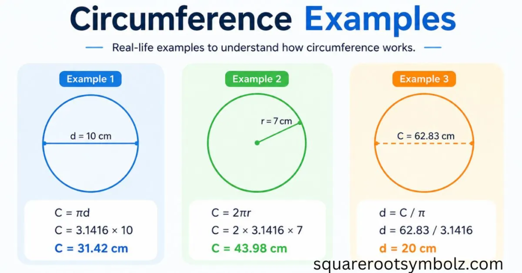 Circumference Examples are appearing in the pic