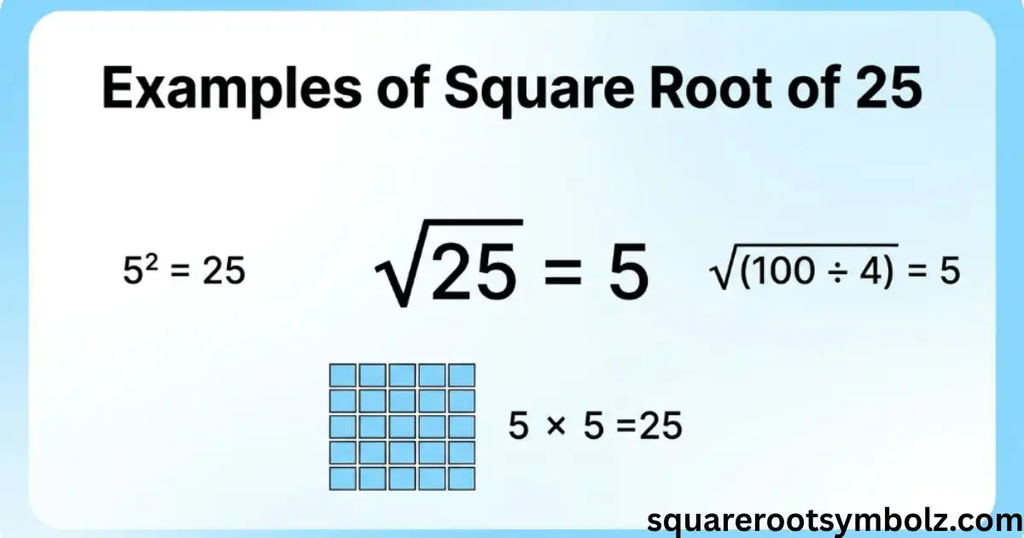 Examples of Square Root of 25