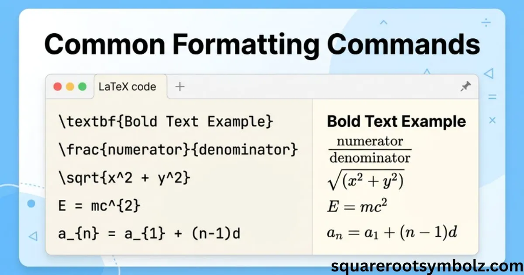 Common formatting commands