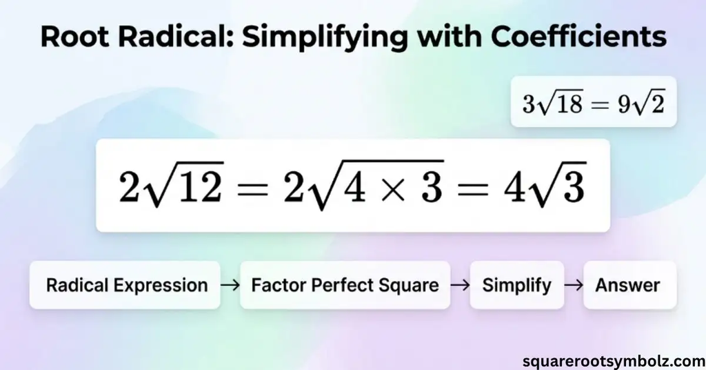 Root Radical Simplifying with Coefficients