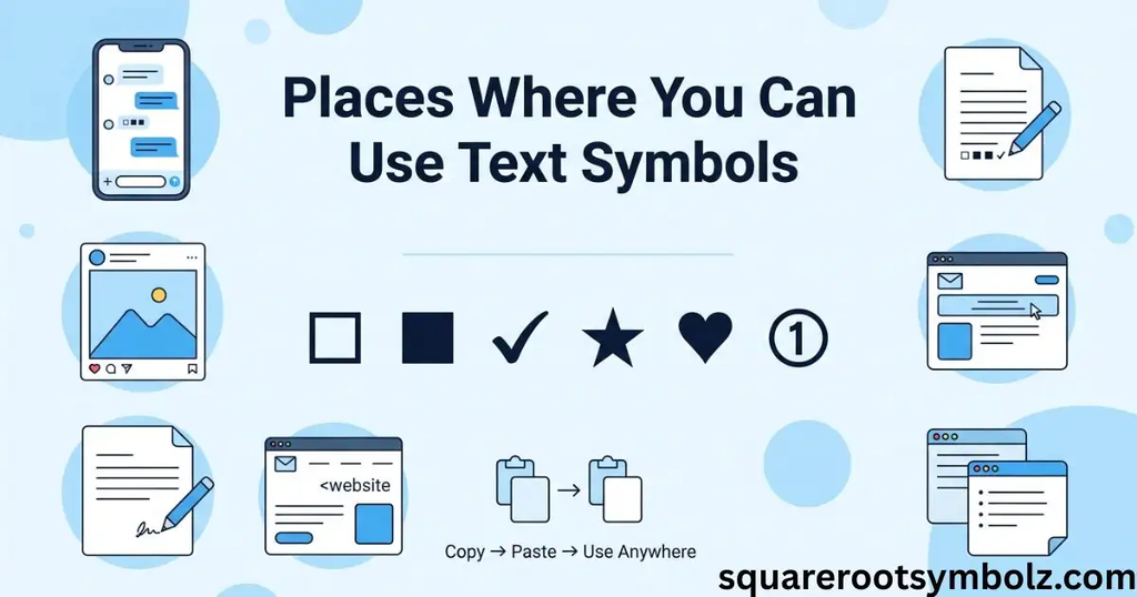 Places Where You Can Use Text Symbols